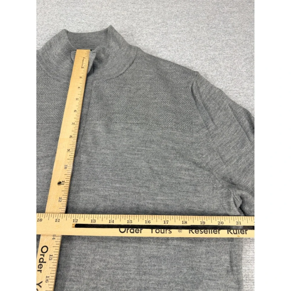 Banana Republic Mens XL Gray Merino Wool Blend Quarter Zip Sweater 980773